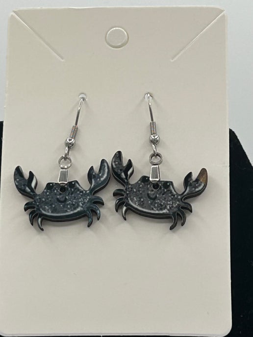 Crab Shaped Sublimated Earrings 1 inch