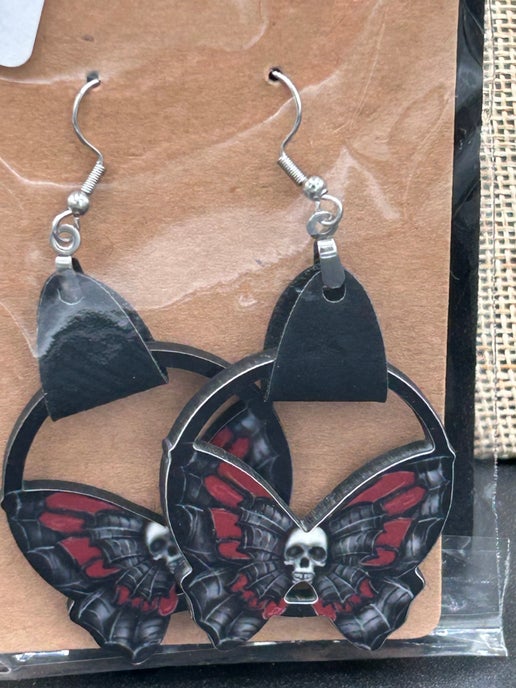 Round Butterfly Shaped Sublimated Earring