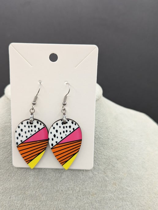 Reverse Teardrop Shaped Sublimated Earrings