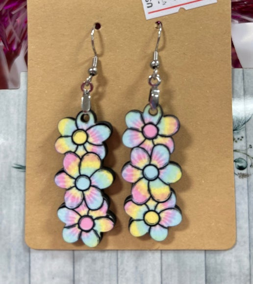 Triple Flower Shaped Sublimated Earring