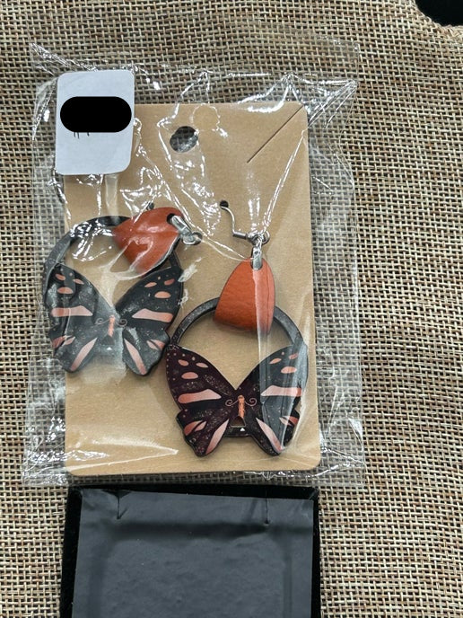 Round Butterfly Shaped Sublimated Earring