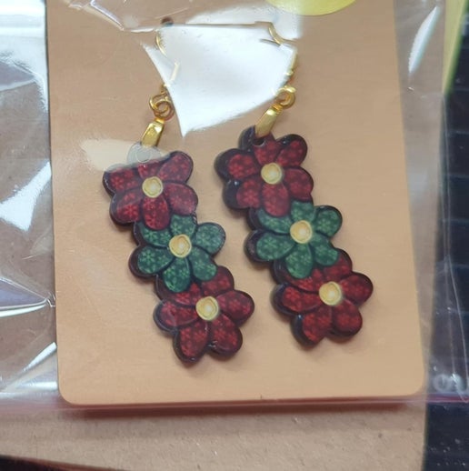 Triple Flower Shaped Sublimated Earring