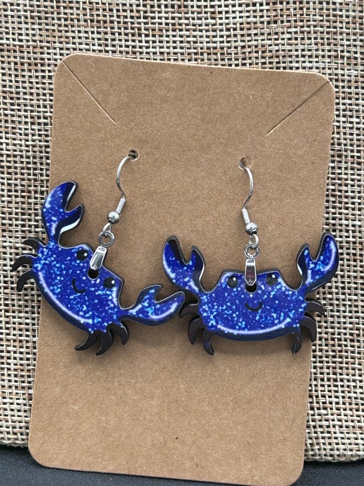 Crab Shaped Sublimated Earrings 1.5"