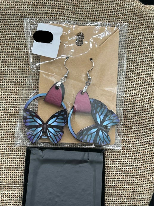 Round Butterfly Shaped Sublimated Earring