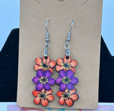 Triple Flower Shaped Sublimated Earring