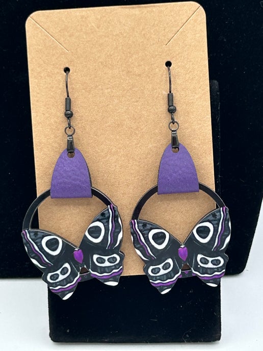 Round Butterfly Shaped Sublimated Earring