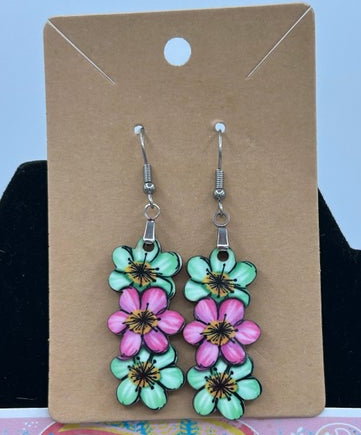 Triple Flower Shaped Sublimated Earring