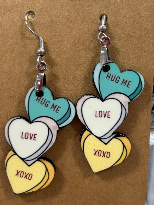 Triple Heart Shaped Sublimated Earrings
