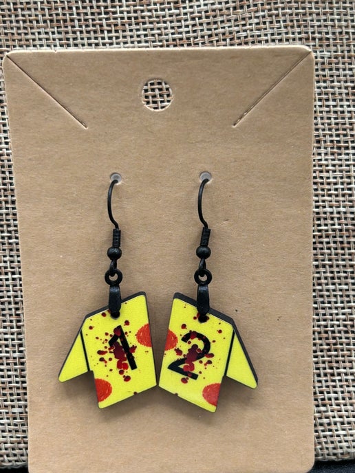 Crime Scene Tag Shaped Sublimated Earrings 1 inch