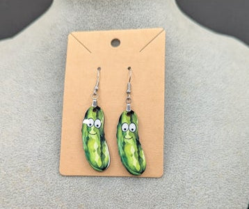 Pickle Shaped Sublimated Earrings 1.5 inch