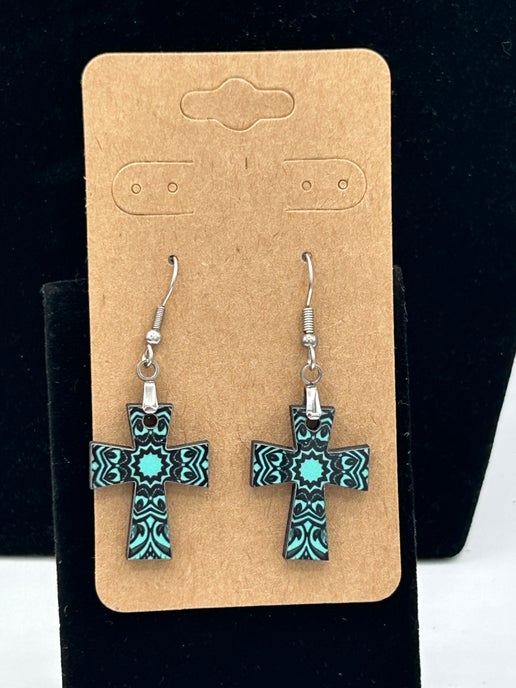 Cross Shaped Sublimated Earrings 1 inch