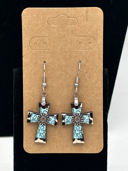 Cross Shaped Sublimated Earrings 1 inch