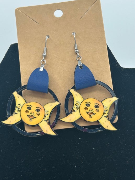 Round Celestial  Shaped Sublimated Earrings 1.5 inch