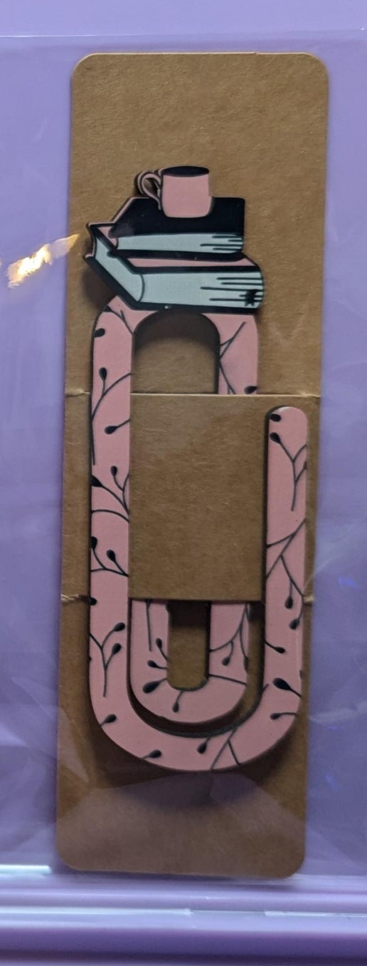 Books and Coffee Shaped Sublimated Bookclip