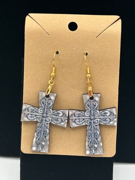 Cross Shaped Sublimated Earrings 1.5 inches