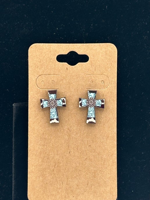 Cross Shaped Sublimated Stud Earrings