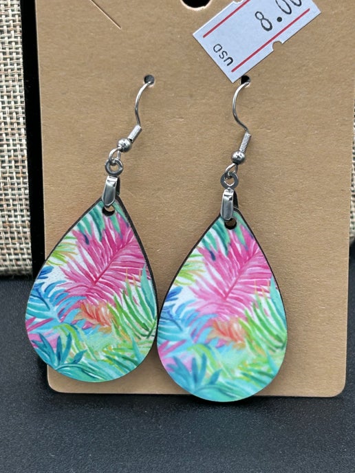 Summer Themed Teardrop Shaped Sublimated Earring