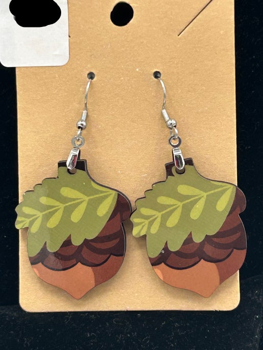Acorn  Shaped Sublimated Earring