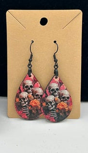 Halloween Themed Teardrop Shaped Sublimated Earrings