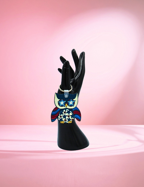 MDF-Owl Shaped Sublimated KeyChain (Patriotic)
