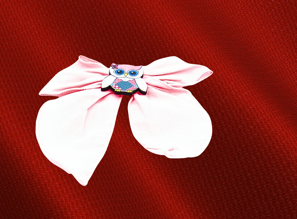5" Girls Cotton Hair Bow with Custom Sublimated Owl Center