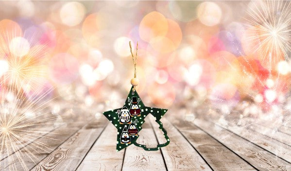Star with tree Shaped Sublimated Ornament
