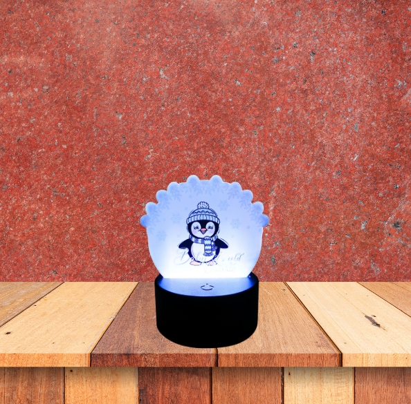 Penguin Themed Acrylic Flower Round Shaped Sublimated Light