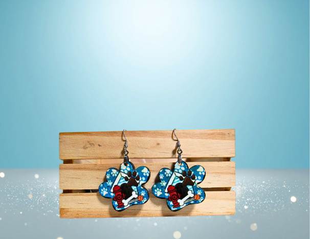 MDF-Paw Print Shaped Sublimated Earrings 1.5 inch
