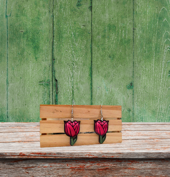 MDF-Tulip Shaped Sublimated Earrings 1.5 inch