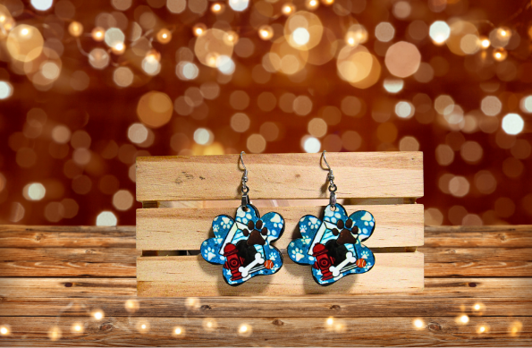 MDF-Paw Print Shaped Sublimated Earrings 1.5 inch