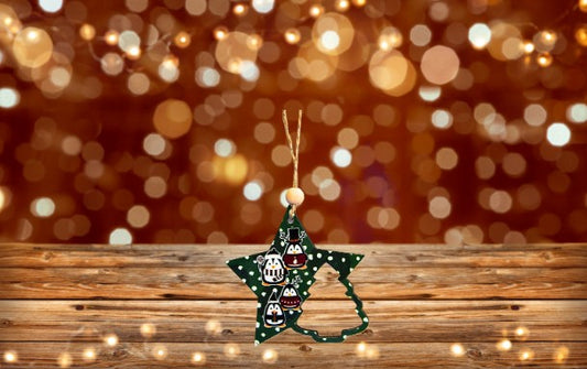 Star with tree Shaped Sublimated Ornament