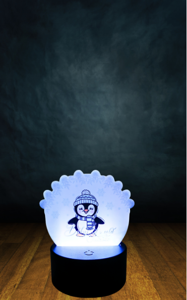 Penguin Themed Acrylic Flower Round Shaped Sublimated Light