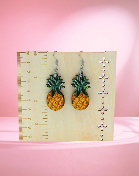 MDF-Pineapple Shaped Sublimated Earrings 1.5 inch