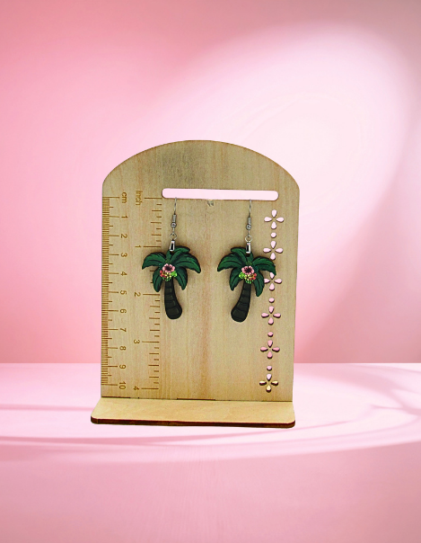 MDF-Palm Tree Shaped Sublimated Earrings 1.5 inch
