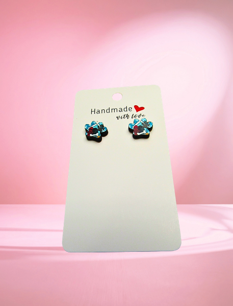 MDF- Paw Print Shaped Sublimated Stud Earrings
