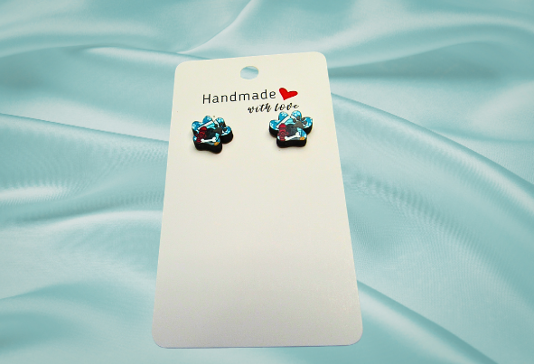 MDF- Paw Print Shaped Sublimated Stud Earrings