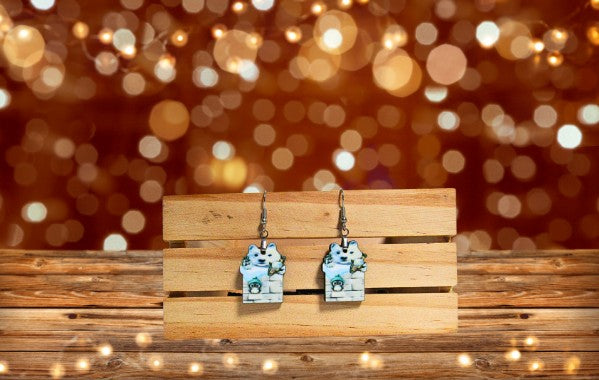 Dog Chimney Shaped Sublimated Earrings