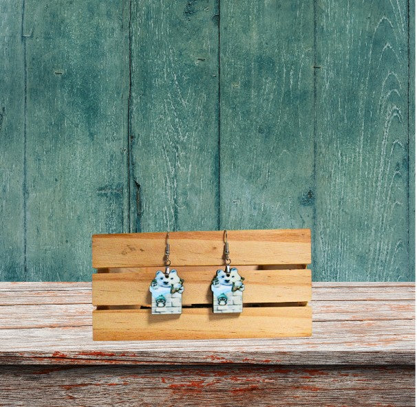 Dog Chimney Shaped Sublimated Earrings