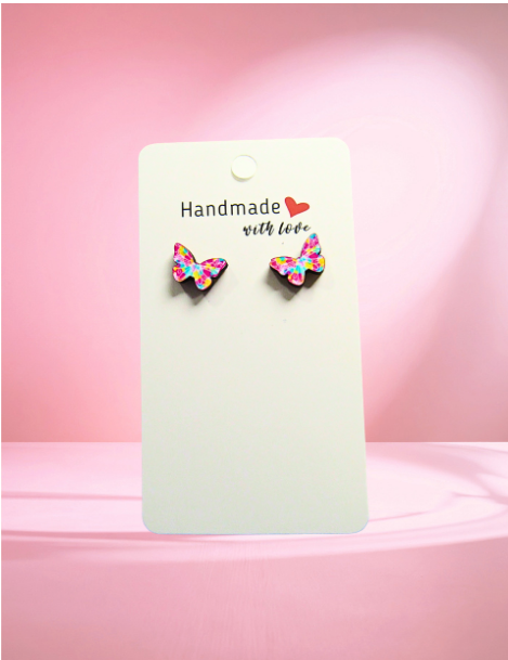 MDF-Open Butterfly Shaped Sublimated Stud Earrings (Retro)
