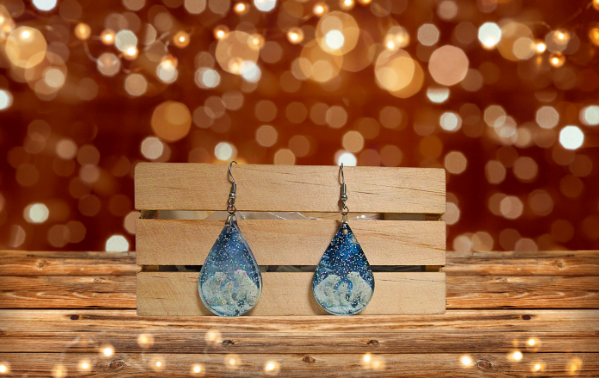 Glitter Acrylic Teardrop Shaped Sublimated Earrings 1.5 inch