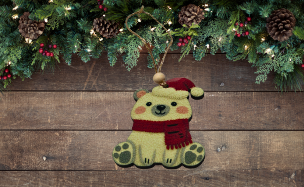 MDF- Polar Bear Sitting Shaped Sublimated Ornament