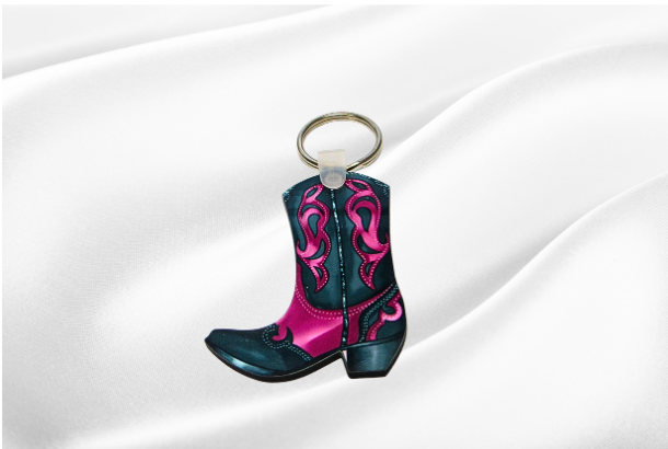 MDF- Cowboy Boot Shaped Sublimated Keychain