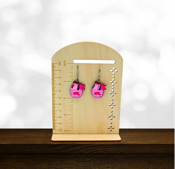 MDF-Chicken Shaped Sublimated Earrings 1 inch