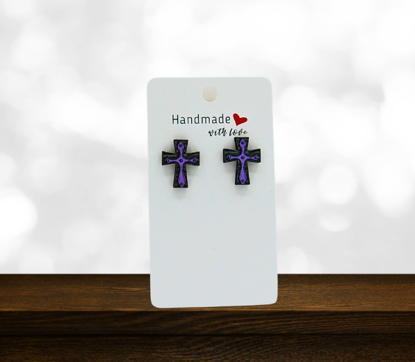 MDF-Cross Shaped Sublimated Stud Earrings