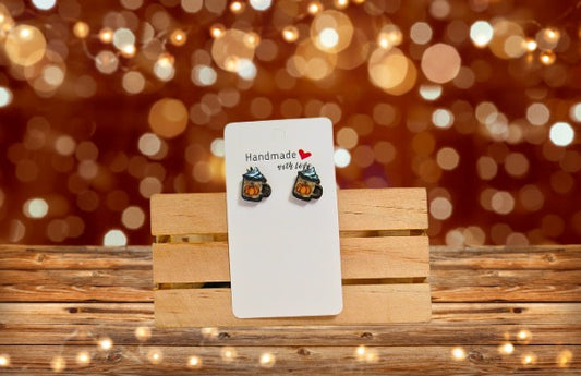 Latte Mug Shaped Sublimated Stud Earrings