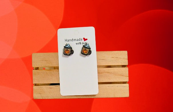 Latte Mug Shaped Sublimated Stud Earrings