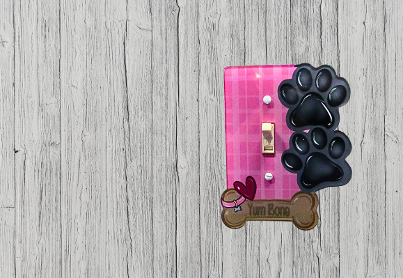 Acrylic- Dog Paw Bone Shaped Sublimated Light Switch Cover