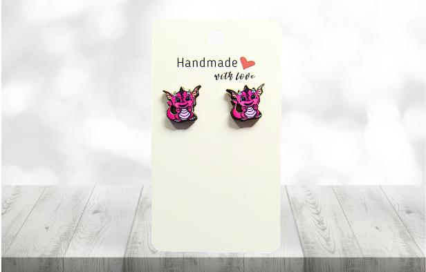 MDF-Dragon Shaped Sublimated Stud Earrings
