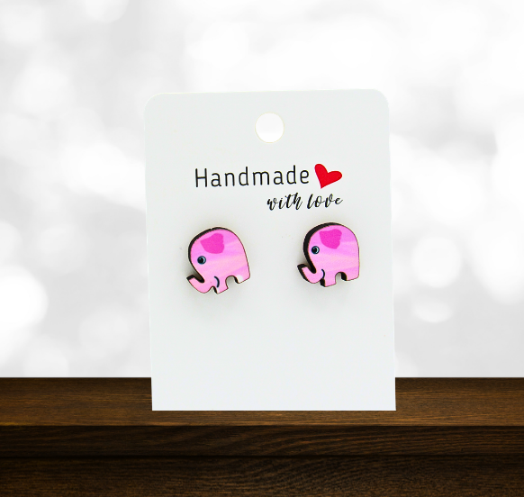 Elephant Shaped Sublimated Stud Earrings