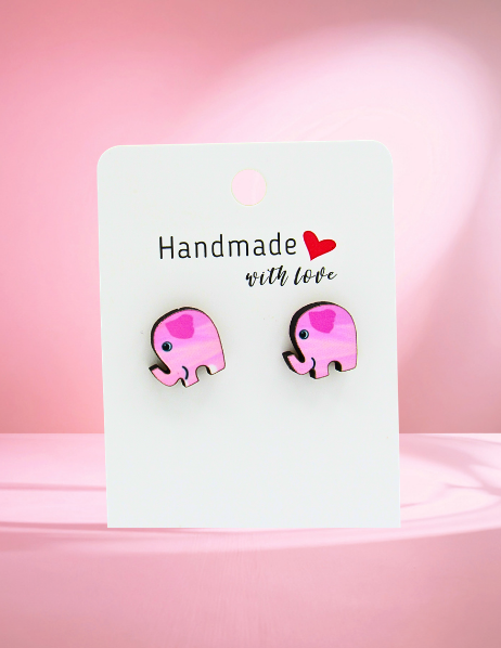 Elephant Shaped Sublimated Stud Earrings